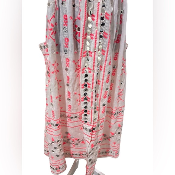 Juliet Dunn boho white and pink embroidered maxi dress size Small fit - Picture 4 of 14